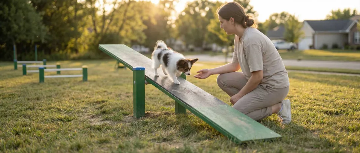 Guide : Initier son chiot à l'agility dans un parc chien collectivité.